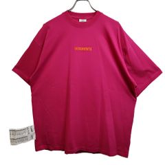VETEMENTS ヴェトモン 22SS ロゴラベル オーバーサイズ 半袖 Tシャツ UE52TR120Q S ピンク/オレンジ メンズ