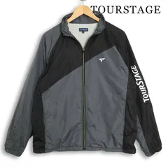 TOURSTAGE ツアーステージ ゴルフ 秋冬 ロゴプリント★ 切替 裏ボア ジャケット ブルゾン 大きいサイズ Sz.LL メンズ 灰