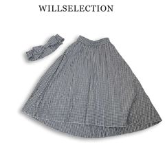 WILLSELECTION ウィルセレクション 春夏★ ギンガム チェック ロング フィッシュテール フレア スカート Sz.M レディース