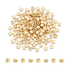 新品 UNICRAFTALE 150 個 ステンレス鋼 立方体 2mm スペーサービーズ 18金 メッキ バラビーズ 金属 滑らか 大穴 ブレスレット DIY ネックレス ジュエリー 製作 用品