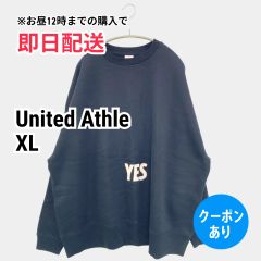 United Athle ユナイテッドアスレ スウェット XL ネイビー コットン 前面プリント バックプリント 長袖 メンズ レディース