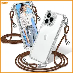 送料無料★用の iPhone 14 Pro ケース クリア ショルダー 耐衝撃 (ちゃいろ)｜在庫あり