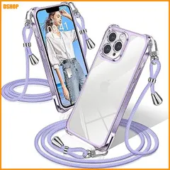 【即納】送料無料★用の iPhone 11 Pro Max ケース クリア ショルダー 耐衝撃 (パープル)