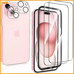 中古 送料無料★対応 iPhone 15 ガラスフィルム 2枚 + 対応 iPhone 15 レンズ保護フィルム 2枚 対応  即納