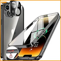 送料無料★NIANGUO【ロック機能付き・自動ポップアップボタン】iPhone14 用 ケース 両面強化ガラス 一体型レ アウトレット