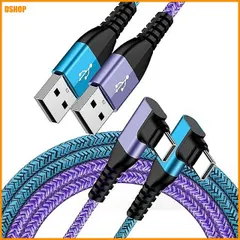 送料無料★アンドロイド 充電ケーブル L字 タイプc ケーブル 2本組/1.8M/3A スマホ QC3.0急速充電 us｜在庫あり