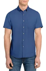 ダブリューアールケー メンズ トップス シャツ スリムフィット コットン WRK Hudson Reworked Slim Fit Solid Short Sleeve Cotton ButtonUp