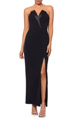 ベッツィアンドアダム レディース トップス ワンピーストラップレス Betsy Adam Tux Detail Strapless Column Gown BlackBlack ブラック