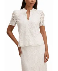 エバーニュー レディース トップス シャツ ブラウス レース Ever Newomens Lina Short Sleeve Lace Blouse Porcelain CoOrd