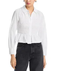 レイルズ レディース トップス シャツ シャーリング ブラウス Rails Bradshaw Smocked Peplum Blouse White ホワイト