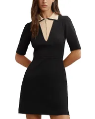 レイス レディース トップス ワンピース ミニ コントラスト ニット REISSophie Contrast Collar Knitted Mini Dress BlackIvory アイボリー