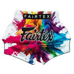 新品 [FAIRTEX] フェアテックス ムエタイパンツ キックパンツ キックボクシング パンツ トランクス ショーツ 試合用 練習用 格闘技 トレーニング メンズ レディース タイ製 BS1939-Funky_Soul(White) S