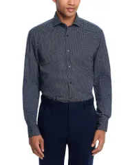ボス メンズ トップス シャツ スリムフィット BOSS Hank Pattern Slim Fit Dresshirt Dark Blue ブルー