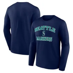 ロゴアスレチック メンズ トップス Tシャツ Mens Logo Athletic Navy Seattle Mariners Heart Soulong Sleeve TShirt Navy ネイビ