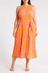シュガーリップス レディース トップス ワンピース フラワー柄 プリーツ ミディ フラワー SUGARLIPS Mexia Floral Maly Pleated Midi Dress OrangeP