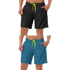 インスパイア シック メンズ 水着 ハーフパンツ・ショーツ メッシュ ショートパンツ INSPIRE CHIC 2 Packs Mensolid Color Drawstring Mesh Lined