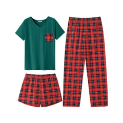 エコアー レディース アンダーウェア ナイトウェア パンツ ショートパンツ Ekouaer Womens 3 Pc Pajama Set Short Sleeve Sleepwear Pj Setop