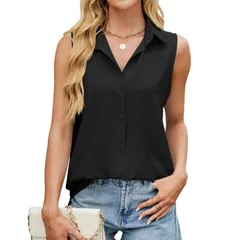 イエスファッション レディース トップス シャツ ボタンダウン ノースリーブ ダウン ブラウス Yesfashion Womensleeveless Button Down Shirts Blouse