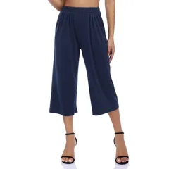 セオリア レディース ボトムス カジュアルパンツ ワイドレッグ クロップド キャップ Seoria Womens Wide Leg Capri Lounge Pant Casual Elastic H