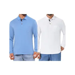インスパイア シック レディース トップス Tシャツ ポロシャツ コントラスト INSPIRE CHIC 2 Packs Mens Contrast Button Collared Pocket Lo