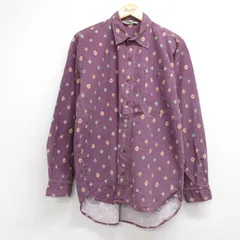 L/古着 WHITE OAK 長袖 シャツ メンズ 90年代 90s ダイヤ柄 胸ポケット コットン 総柄 パープル 26aug21
