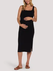 マザーフッドマタニティー レディース トップス ワンピース ギャザー ミディ ノースリーブ MOTHERHOOD MATERNITY Sleevelesside Ruched Midi Dress B