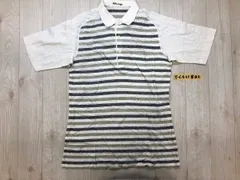 pierre cardin ピエールカルダン メンズ ポケット付き ボーダー ラグラン 半袖ポロシャツ L オフホワイトネイビーカーキ