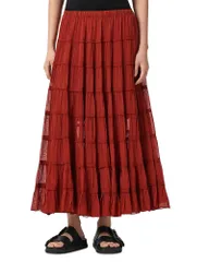 オールセインツ レディース ボトムスカート ティアード マキシ ALLSAINTS Eva Tiered Maxi Skirt Paprika Red レッド