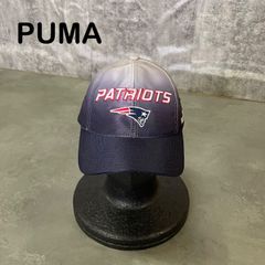 【Y-1076】PUMA プーマ NFL PRO LINE ニューイングランド ペイトリオッツ キャップ 紺 ネイビー グレー フリーサイズ 刺繍ロゴ 90s ヴィンテージ USA古着 アメカジ