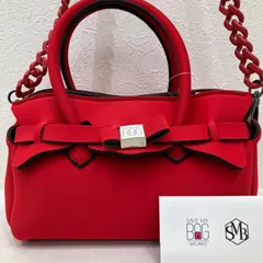 7650 　SAVE MY BAG　セーブマイバッグ　 ハンドバッグ　2way　ショルダーバッグ　 チェーンショルダー　レッド系　赤　 リボン　MISSY　LYCRA 　ミッシー　 ライクラ　レディース