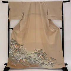 色留袖 結婚式 紋付 リサイクル着物 正絹 裄67cm L size リメイク 中古 礼装 リユース 6408