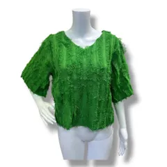 参考上代16,500円 未使用 HeRIN.CYE Fringe 2way knit tops フリンジニットトップス ヘリンドットサイ 530HST70-1120 グリーン F （966MG）