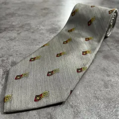【VERSACE】ヴェルサーチ メデューサ メドゥーサ グレカ 小紋柄 ネクタイ シルバー グレー レッド ゴールド シルク100% イタリア製 メンズ