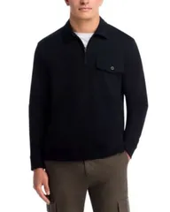 ヴィンス メンズ トップス ポロシャツ パイル Vince French Terry Long Sleeve Zipolo Shirt Black ブラック