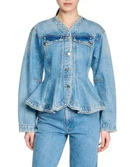サンドロ レディース アウター ジャケット・ブルゾン デニム Sandro Beadedenim Jacket Blue Jean ブルー
