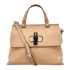 グッチ 2WAY レディース バンブー デイリー ハンドバッグ ショルダーバッグ 斜め掛け GUCCI 370831 レザー バンブー ベージュ シルバー金具【中古品】