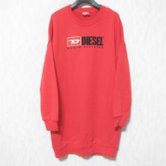 美品 DIESEL ディーゼル ロゴ刺繍 スウェットワンピース D-ROBBIEDIV サイズXS レッド レディース 古着 中古 USED
