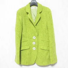 美品 HIROKO KOSHINO ヒロココシノ ツイード ジャケット サイズ40 グリーン レディース 古着 中古 USED