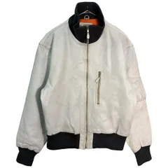 80年代 Flieger Lederjacke レザーフライトジャケット ユーロ ミリタリー ホワイト(メンズ 56)中古 古着 Y9199