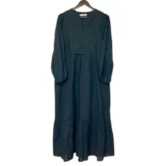 美品 ne Quittez pas ヌキテパ  コットンジャカード レースヨークワンピース ロング丈 010452WJ2 Sサイズ ブラック レディース 古着 中古 USED