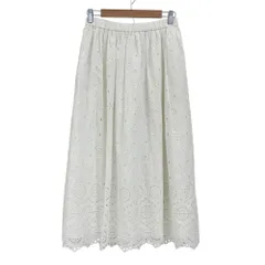 美品 25SS Theory luxe セオリーリュクス GEO EYELET ULLAH SKIRT アイレットレース刺繍 フレアスカート 38 ホワイト レディース 古着 中古 USED