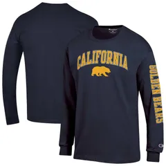 チャンピオン メンズ トップス Tシャツ ロゴ Mens Championavy Cal Bears Arch Over Logo 2Hit Long Sleeve TShirt Cal Navy ネ