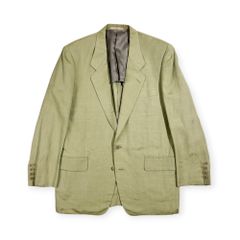 リネン混 90s Christian Dior MONSIEUR クリスチャンディオール テーラードジャケット サイズM /グリーン系 上品 メンズ ビンテージ