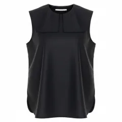 Ee7 JILSANDER ジルサンダー 襟付 ノースリーブブラウス トップス サイズ32 ブラック レーヨン シルク レディース 女性用u02tu02t