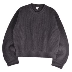 極美品 ボッテガヴェネタ BOTTEGAVENETA 2024 ニット セーター ロングスリーブ 長袖 トップス イタリア製 メンズ L ウール カシミヤ グレー 古着