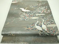 平和屋着物▼六通柄袋帯　唐織　渡鳥御所解文　金糸　引箔　正絹　逸品　DABI6734ps