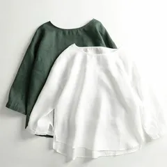 綿麻 ブラウス レディース プルオーバー チュニックブラウス 七分袖 シャツ トップス コットンリネン チュニック ゆったり 体型カバー 可愛