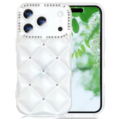 JOOBOY スマホケース 対応 iPhone 17 Pro ケース かわいい キラキラ ブリンブリン 菱形 凹凸 ストーン ハードかばー 薄型 軽量 女性人気 キャラクター 滑り止め 指紋防止 ストラップホール付き 衝撃吸収 アイフォン17 プロ 携帯ケース