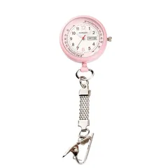 【新品】 ナースリー 日付・曜日表示付 ショートチェーン ウォッチ (NEW) 逆さ文字盤 ナースウォッチ 看護 脈拍計測目盛 蓄光 ペールピンク 1109268A ナースグッズ