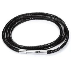 シルバー 40cm 幅3mm 紐ネックレス チェーンのみ レディース チョーカー レザー ロングチェーン 黒 金属アレルギー対応 ペンダント用 防水 3mm 長さ